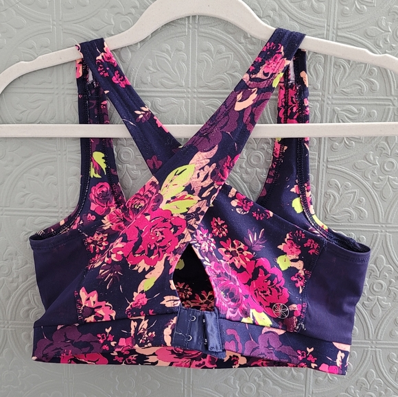 GAIAM Navy Blue Floral Racerback Sports Bra Size M - Picture 2 of 5